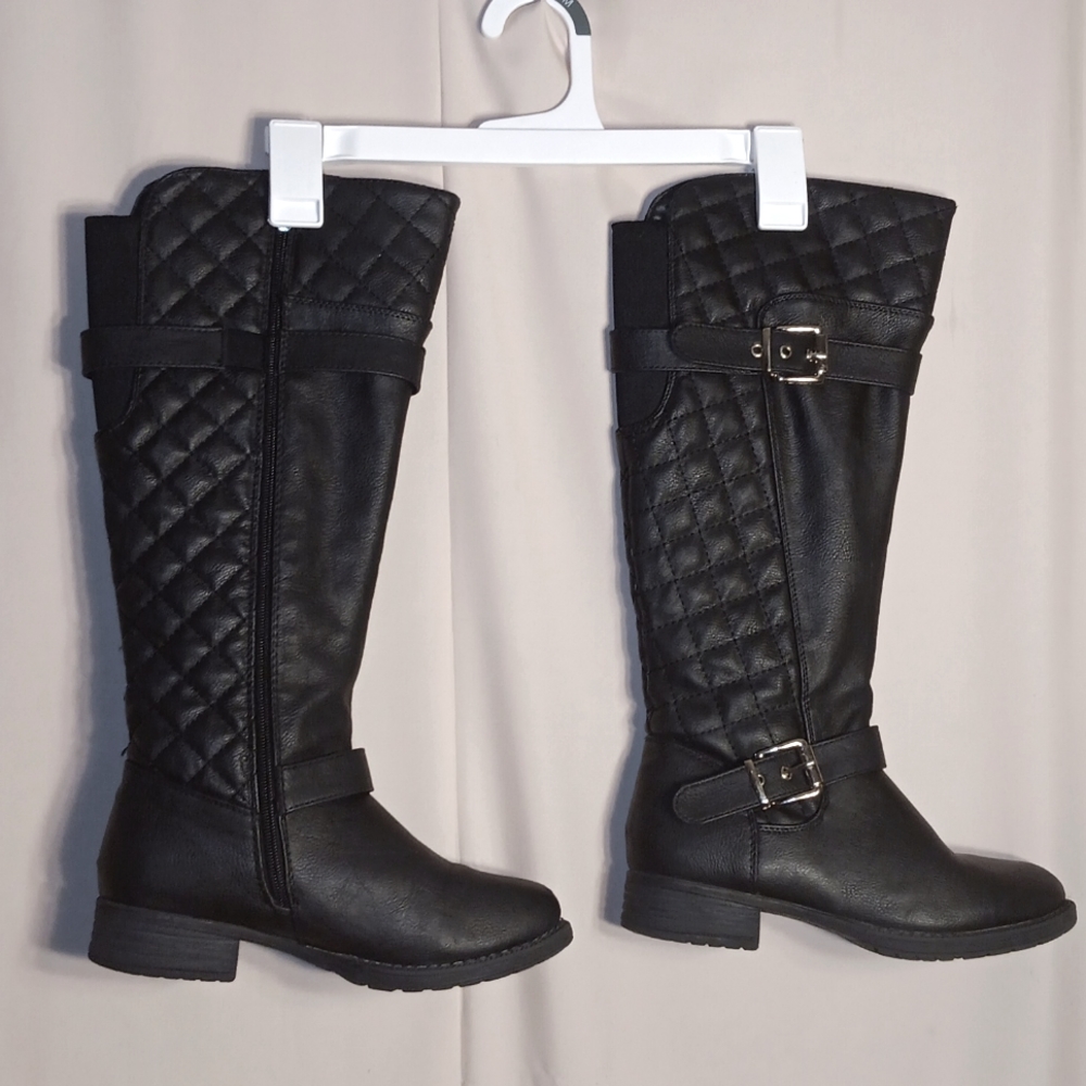 Big Girls Black Leather Boots